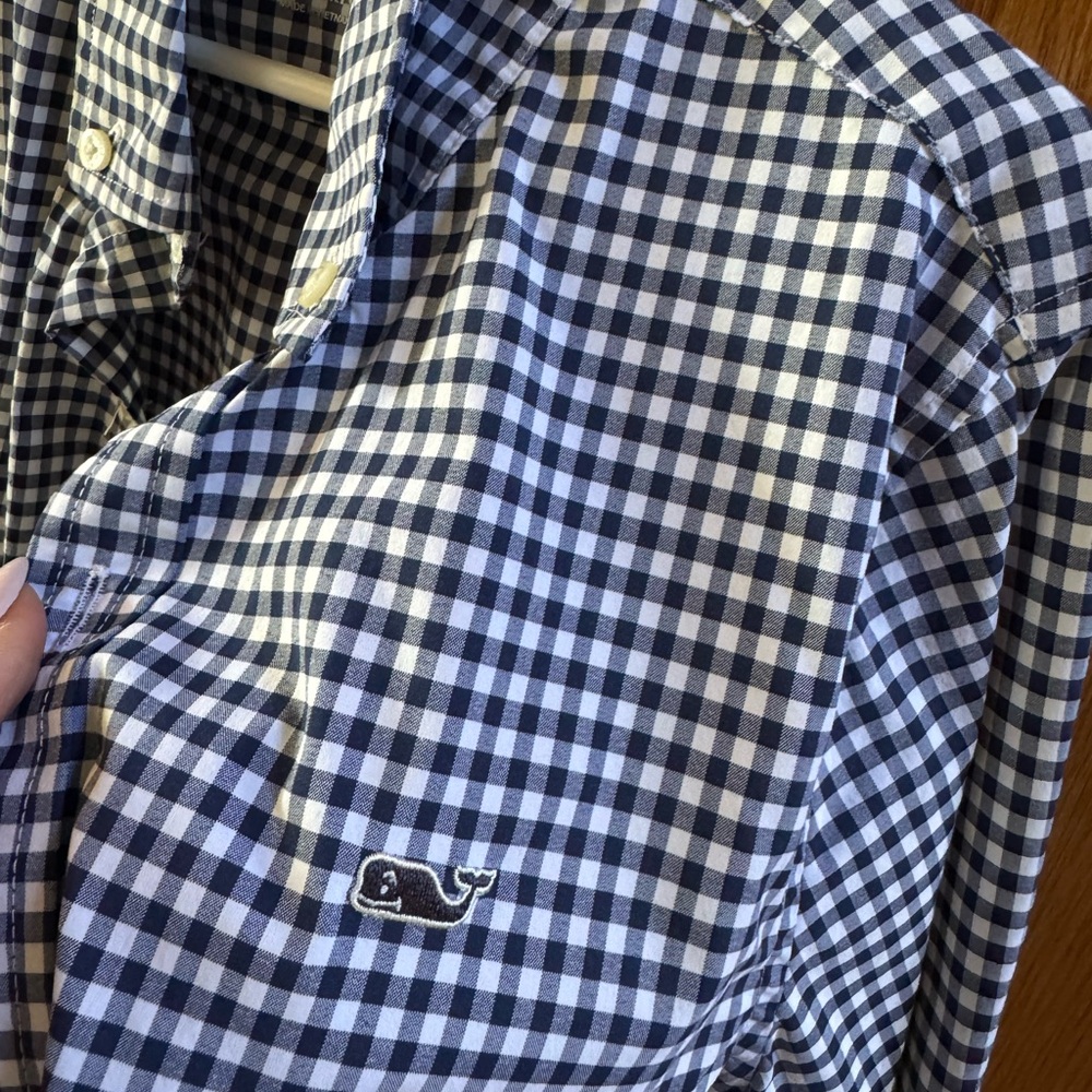 Vineyard Vines Navy and White Checkered Shirt